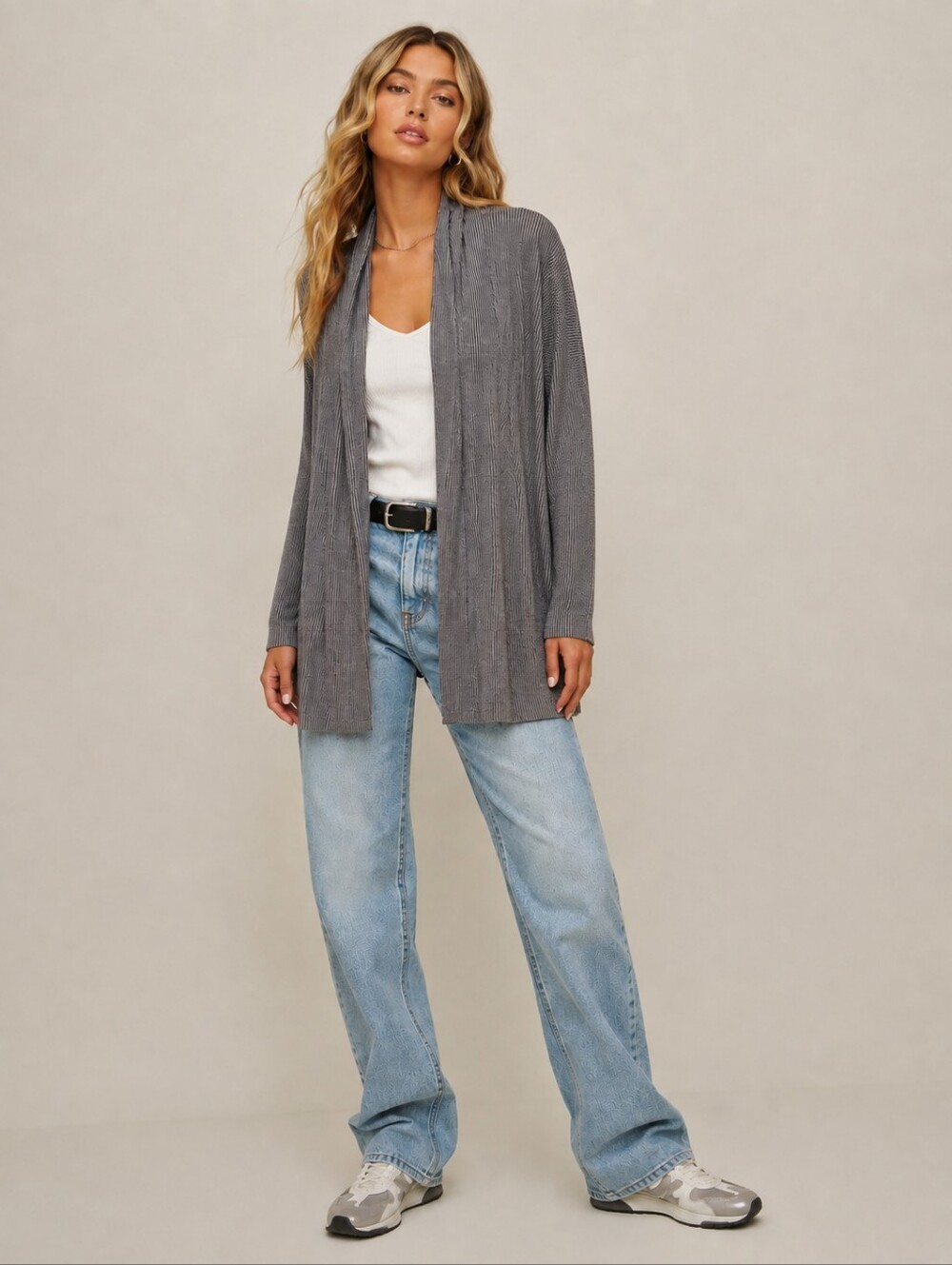 ❤️ ASOS GRAY RIB KNIT CARDIGAN, LARGE